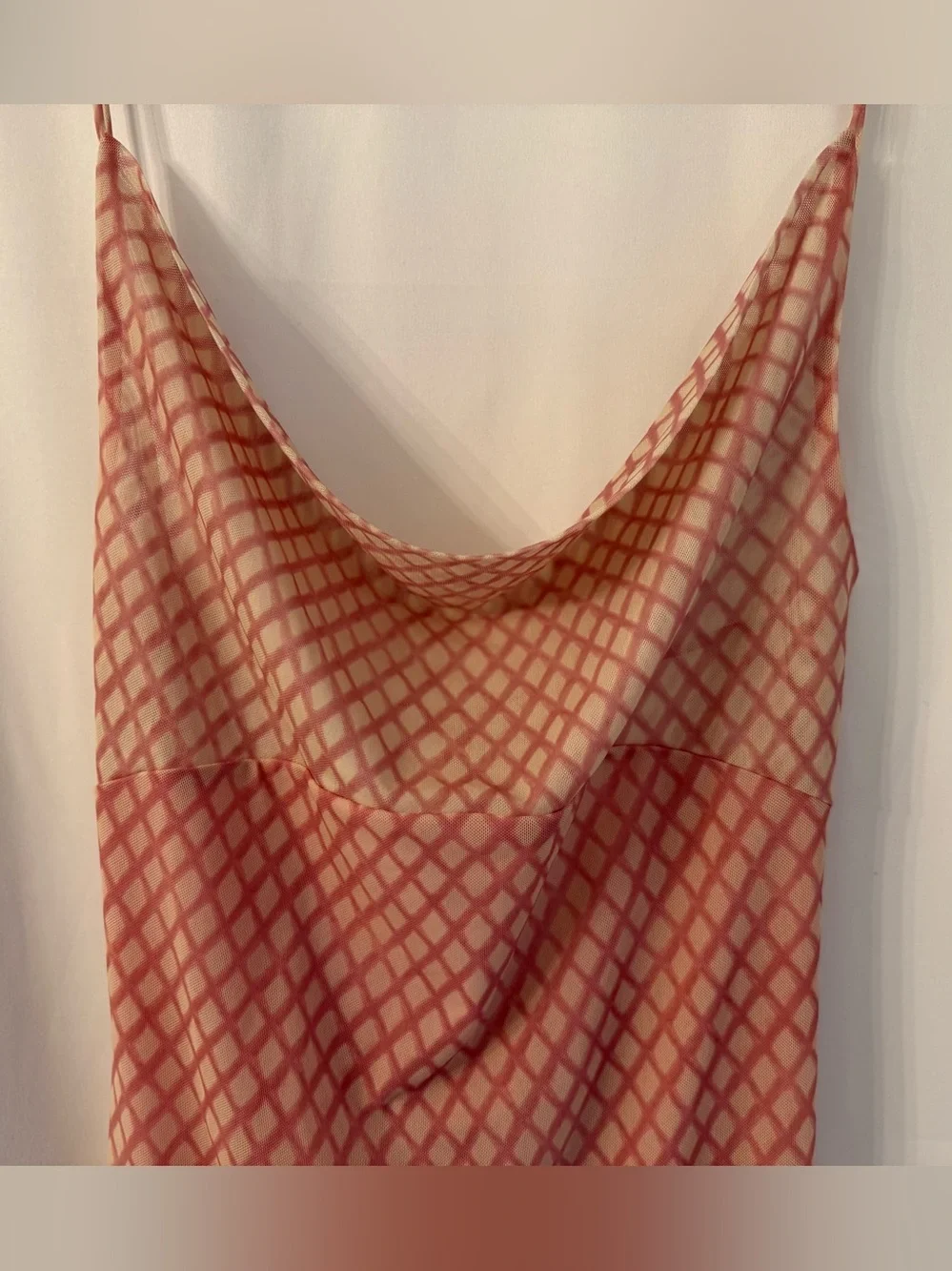 Zara Rose Pink Mesh Cowl Neck Maxi Dress Open Back Sheer Slip Dress Sz L - Picture 11 of 17